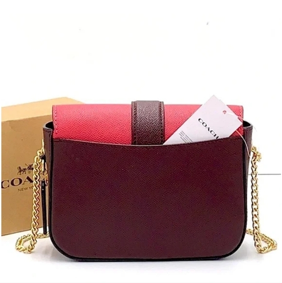 ๐บCOACH Gemma Crossbody in Colorblock Strawberry/Cranberry New Bag - Picture 10 of 16